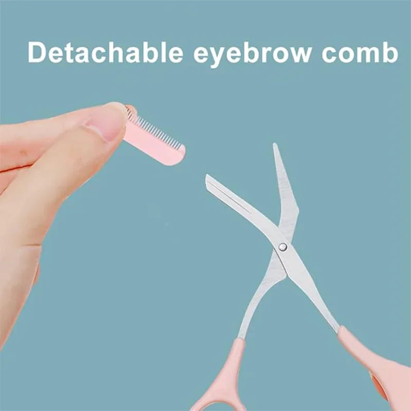 Eyebrow Trimmer Set, Curved Razor & Scissors With Comb, Easy Use Tools, Perfect Grooming Kit for Beginners Daily Eyebrow Care